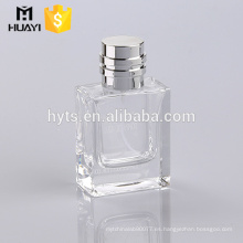 Botellas de perfume de vidrio pequeñas de 50 ml con bomba de pulverización de engaste